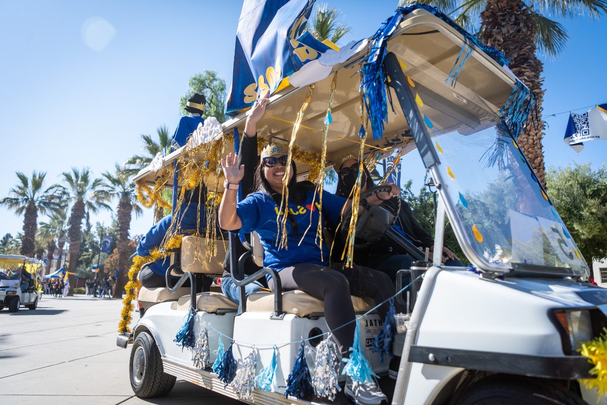 Golf cart parade during Homecoming Week